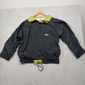 Vintage‎ 80s Wannabee Windbreaker Pullover Jacket Men's Medium Black Green Retro